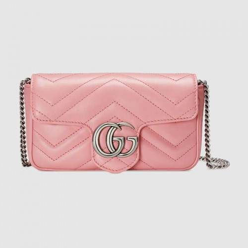 Gucci GG Marmont super mini tas 476433 Pastelroze