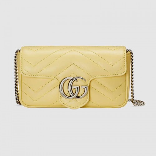 Gucci GG Marmont super mini tas 476433 Pastelgeel