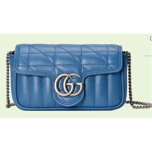 Gucci GG Marmont super mini tas 476433 blauw