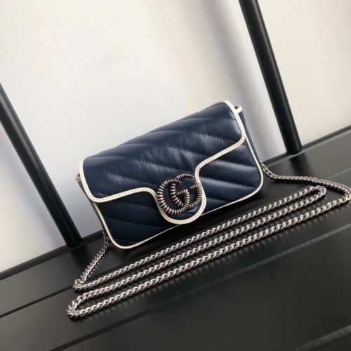 Gucci GG Marmont super mini tas 574969 marineblauw