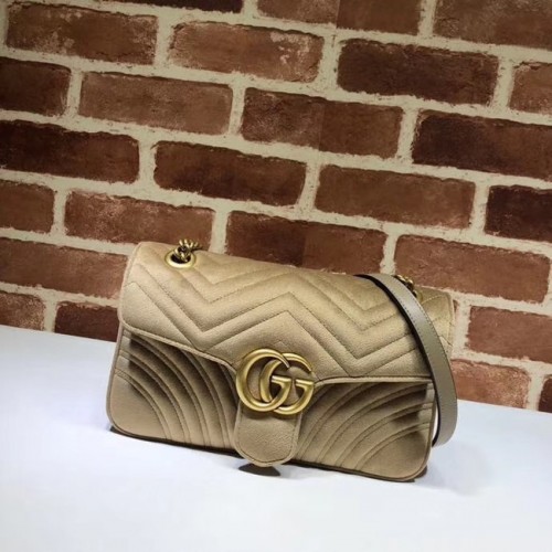 Gucci GG Marmont medium fluwelen schoudertas 443497 Khaki