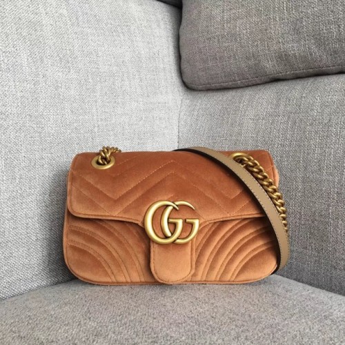 Gucci GG Marmont fluwelen minitas 446744 bruin