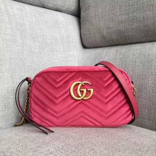 Gucci GG Marmont fluwelen kleine schoudertas 447632 roze