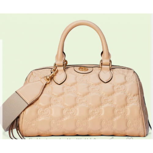 Gucci GG Matelasse leren tas met handvat aan de bovenkant 702242 Beige