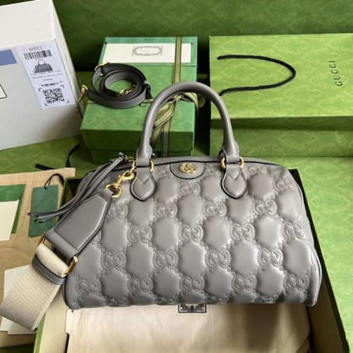 Gucci GG Matelasse leren tas met handvat aan de bovenkant 702242 Dusty grey