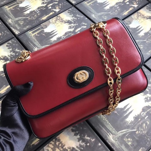 Gucci GG Originele Leren Schoudertas 576421 Rood
