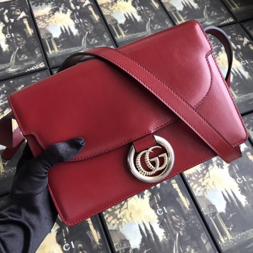 Gucci GG originele lederen schoudertas 589474 rood