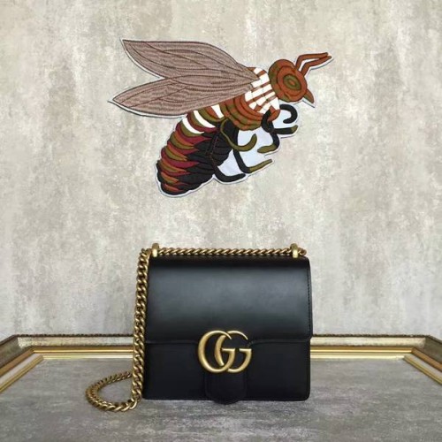 Gucci GG originele Marmont lederen schoudertas 431384A zwart