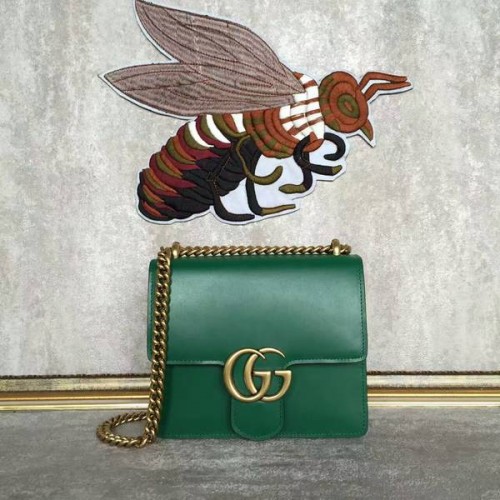 Gucci GG originele Marmont lederen schoudertas 431384A groen
