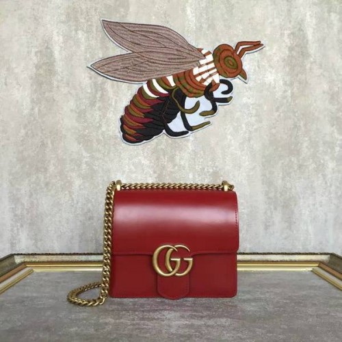 Gucci GG Originele Marmont Leren Schoudertas 431384A Rood