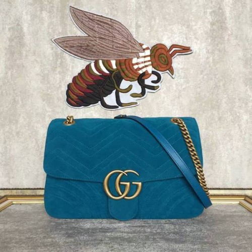 Gucci GG suède lederen schoudertas 443496 blauw