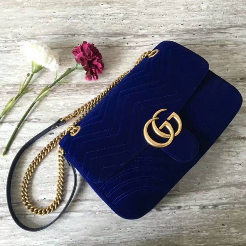 Gucci GG suède lederen schoudertas 443496 donkerblauw