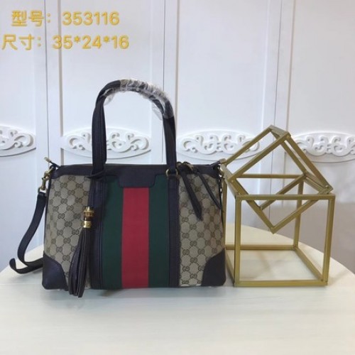 Gucci GG Supreme canvas draagtas 353116 koffie