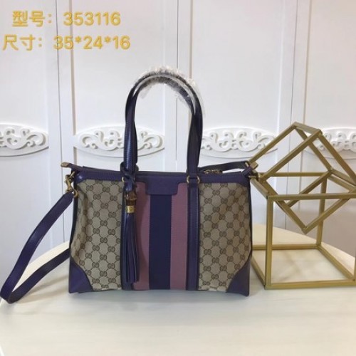 Gucci GG Supreme canvas draagtas 353116 paars