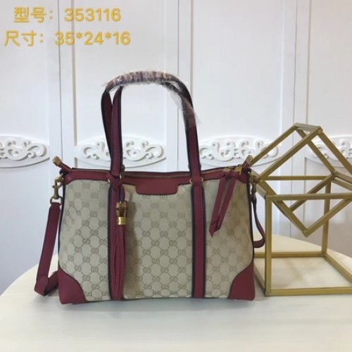 Gucci GG Supreme canvas draagtas 353116 rood