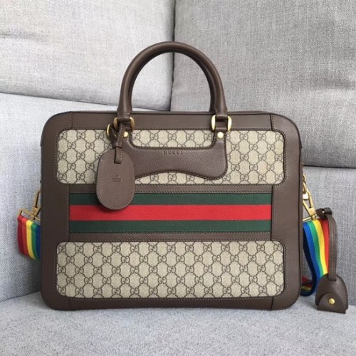 Gucci GG Supreme canvas draagtas 484663 bruin