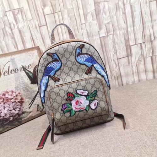 Gucci GG Supreme rugzak Bloem en vogel 427042 bruin