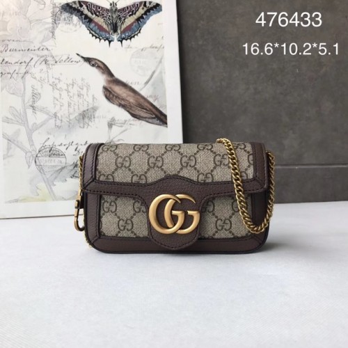 Gucci GG Supreme canvas 476433 mini-schoudertas bruin
