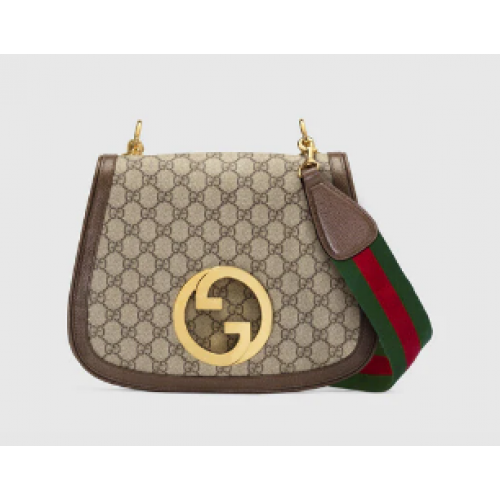 Gucci GG Supreme canvas Blondie medium schoudertas 699210 Bruin