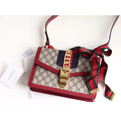 Gucci GG Supreme canvas Sylvie kleine schoudertas 421882 Rood