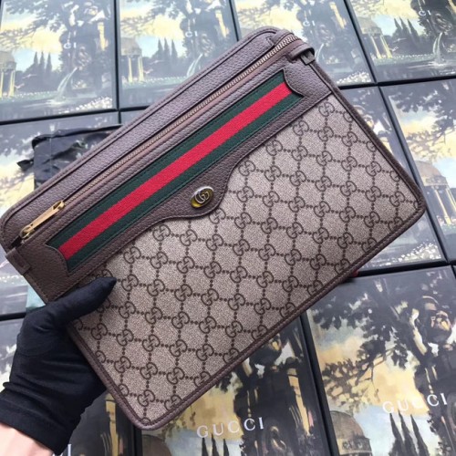 Gucci GG Supreme canvas etui 597619 bruin