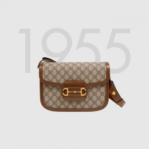 Gucci GG Supreme canvas schoudertas 602204 bruin