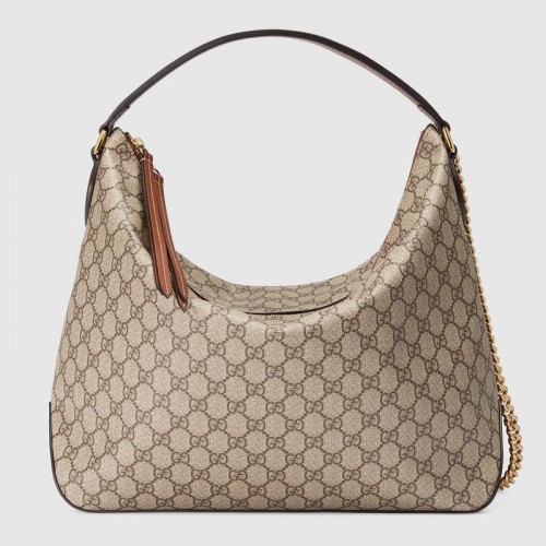 Gucci GG Supreme grote hobo 477324 bruin