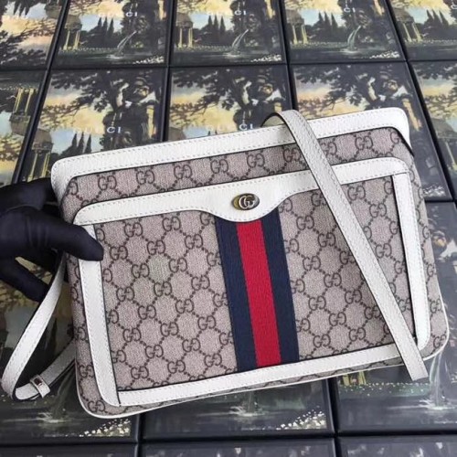 Gucci GG Supreme medium schoudertas 523354 wit