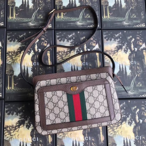 Gucci GG Supreme kleine schoudertas 523354 bruin