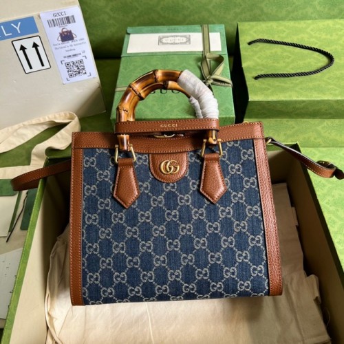 Gucci GG denim jacquard Diana mini draagtas 655661 blauw