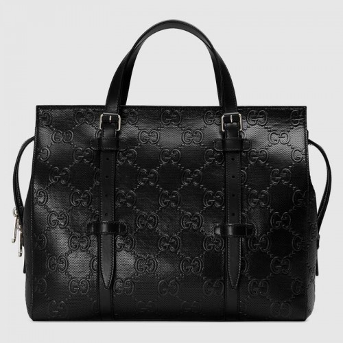 Gucci GG draagtas met reliëf 625774 Zwart