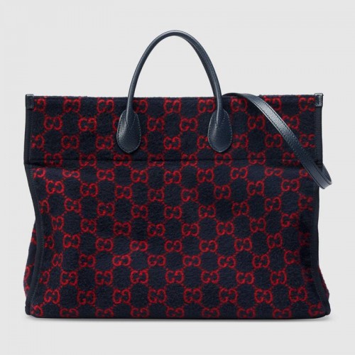Gucci GG wollen boodschappentas 598169 Blauw en rood
