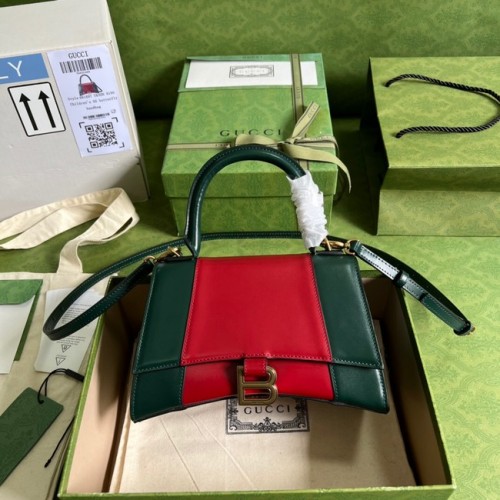 Gucci HOURGLASS SMALL TOP HANDLE TAS kalfsleer 681697 rood%Groen