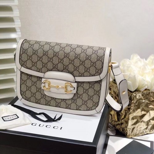 Gucci Horsebit 1955 GG Supreme tas 602204 wit