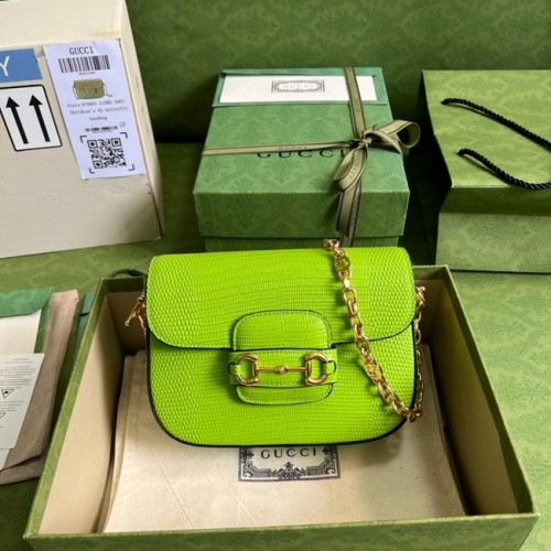 Gucci Horsebit 1955 hagedis minitas 675801 Fluorescerend groen