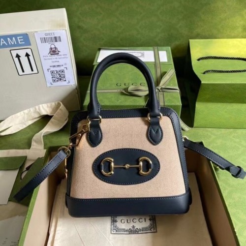 Gucci Horsebit 1955 mini top handvat tas 640716 stof&blauw