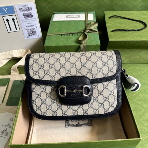 Gucci Horsebit 1955 schoudertas 602204 Blauw