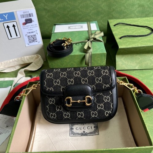 Gucci Horsebit 1955 schoudertas 658574 Zwart