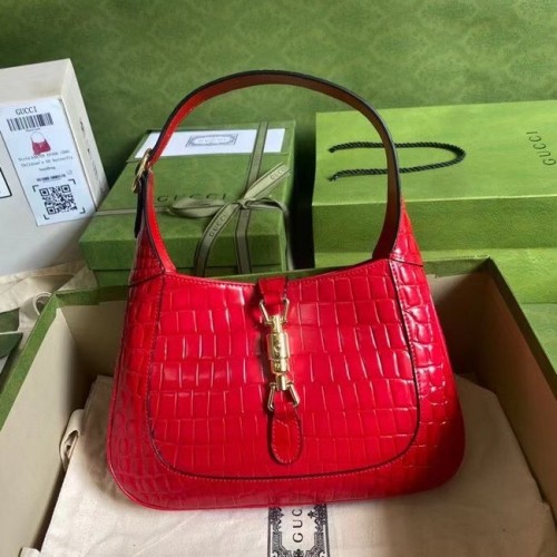 Gucci Jackie 1961 croco kleine schoudertas 636709 rood
