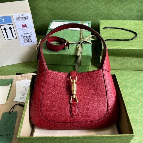 Gucci Jackie 1961 mini natuurnerf lederen hobo bag 637091 rood
