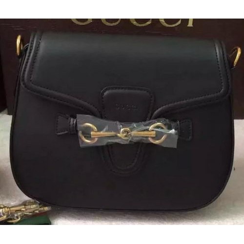Gucci Lady Web handbevlekte lederen schoudertas 380573 zwart