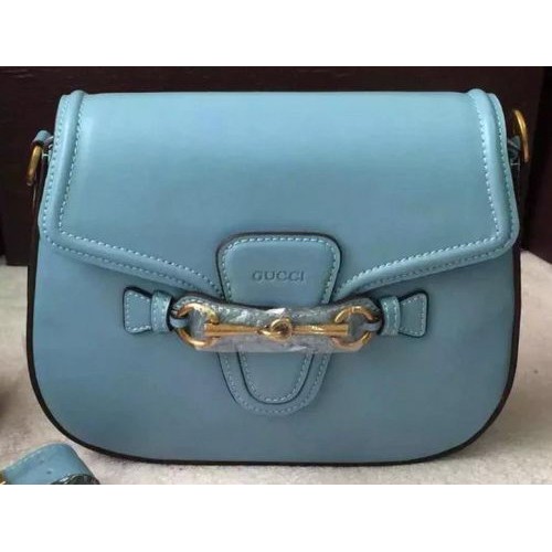 Gucci Lady Web handbevlekte lederen schoudertas 380573 SkyBlue