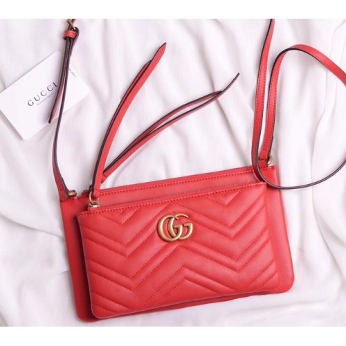 Gucci Gelamineerd leren kleine schoudertas 453878 rood