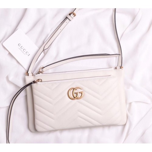 Gucci Gelamineerd leren kleine schoudertas 453878 wit