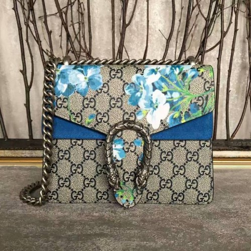 Gucci Mini Dionysus GG canvas schoudertas 421970 blauw