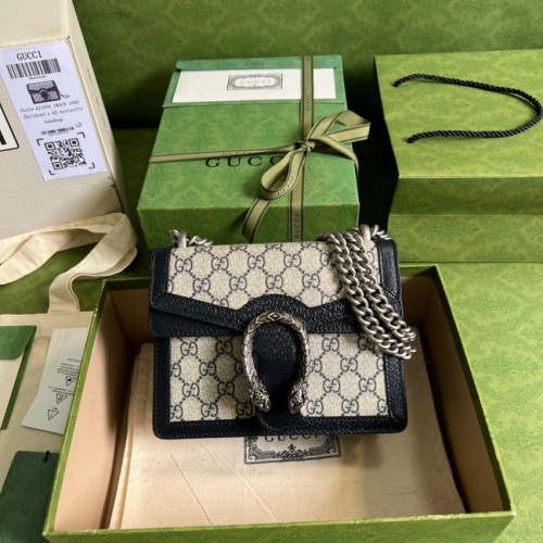 Gucci Mini Dionysus GG canvas schoudertas 421970 blauw