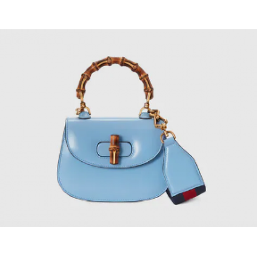 Gucci Mini tas met handvat aan de bovenkant met bamboe 686864 blauw