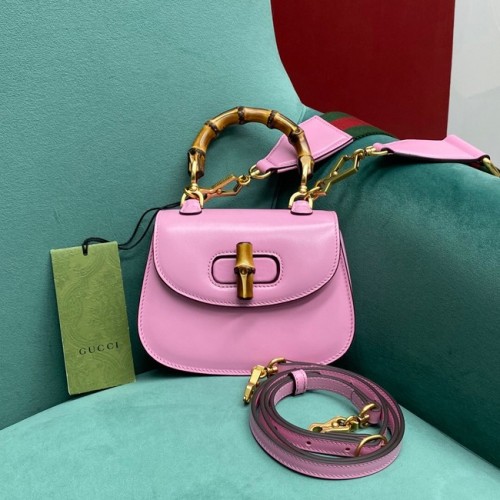 Gucci Mini tas met handvat aan de bovenkant met Bamboo 686864 roze