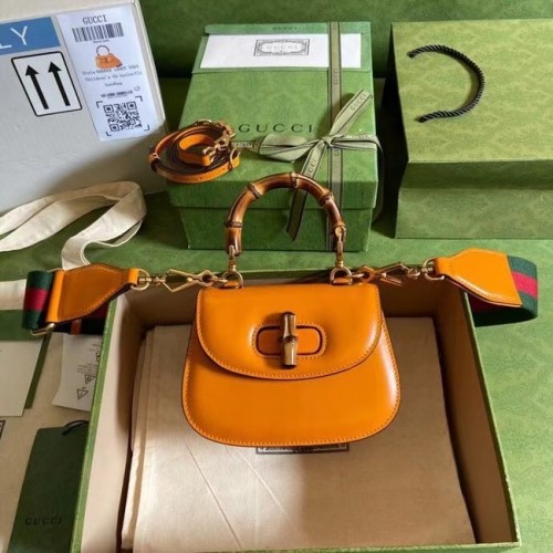Gucci Mini tas met handvat aan de bovenkant met Bamboo 686864 geel