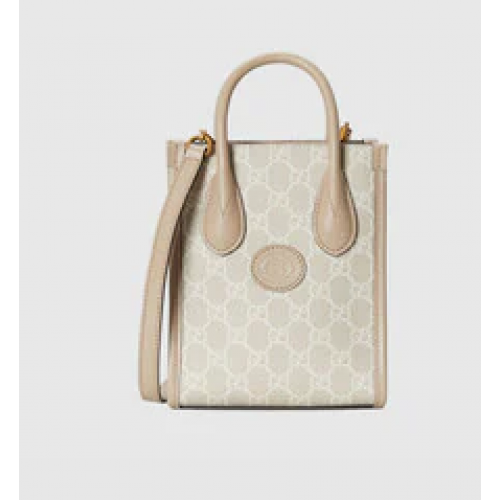 Gucci Mini draagtas met in elkaar grijpende G 671623 Beige